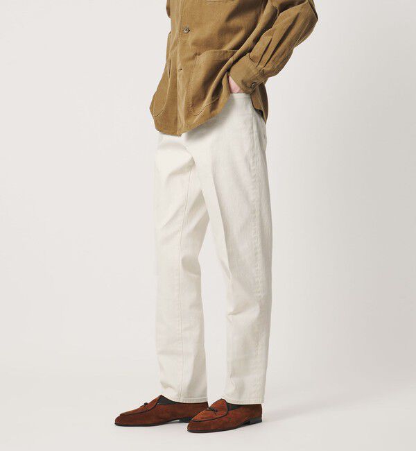 UNITED ARROWS「ドリル 5ポケット ベーシック ノープリーツ パンツ」|チノ|OFF WHITE