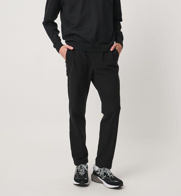 UNITED ARROWS「トリコット ピケ オールギャザー イージーパンツ ヨコストレッチ」|その他|BLACK