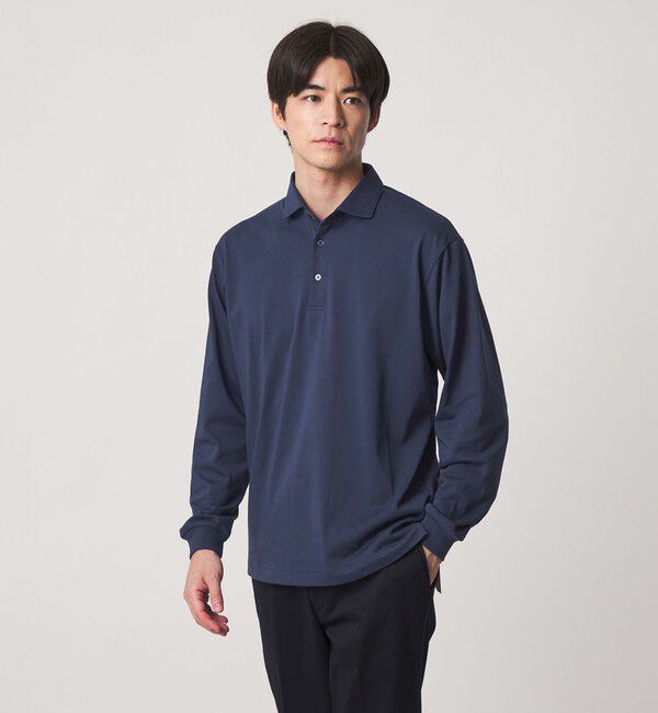 UNITED ARROWS green label relaxing「【WEB限定】JUST fit デイリー ドライ カッタウェイ 長袖 ポロシャツ -吸水速乾・抗菌-」|ポロシャツ|NAVY
