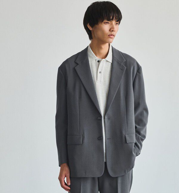 UNITED ARROWS green label relaxing「ダブルクロス ルーズ ジャケット -2WAYストレッチ-」|テーラードジャケット|DK.GRAY