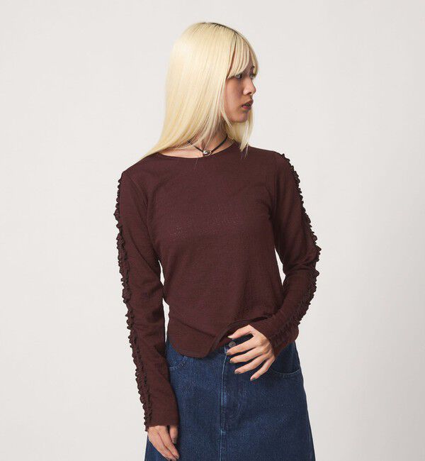 BEAUTY&YOUTH UNITED ARROWS「コットンナイロン ジャガード フリル プルオーバー ウォッシャブル」|Tシャツ・カットソー|