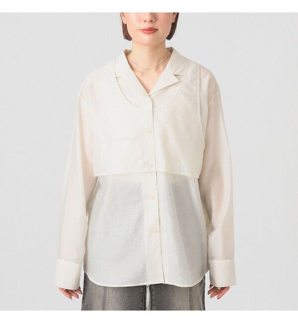 Ray BEAMS 「シアー レイヤード シャツ      26SS 日除け 紫外線対策 冷房対策 デザインシャツ 春夏」|シャツ・ブラウス|