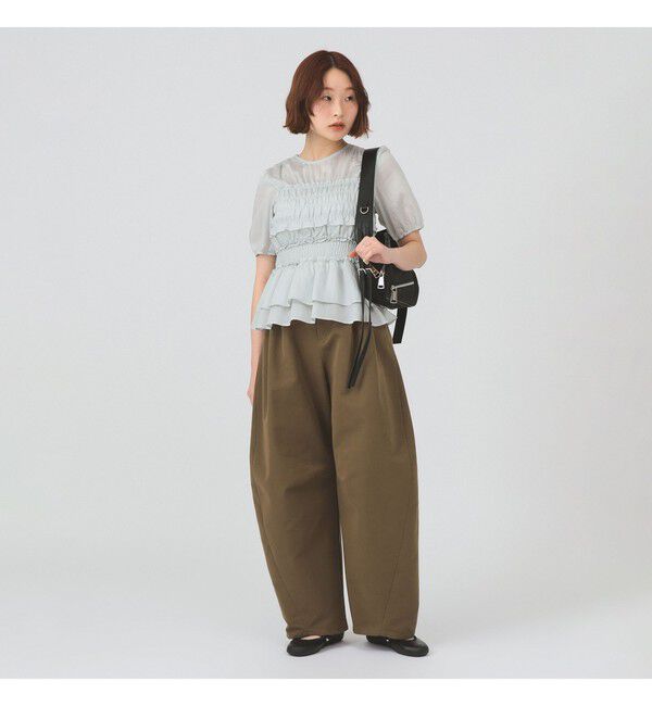 Ray BEAMS 「シアー シャーリング パフスリーブ ブラウス」|シャツ・ブラウス|
