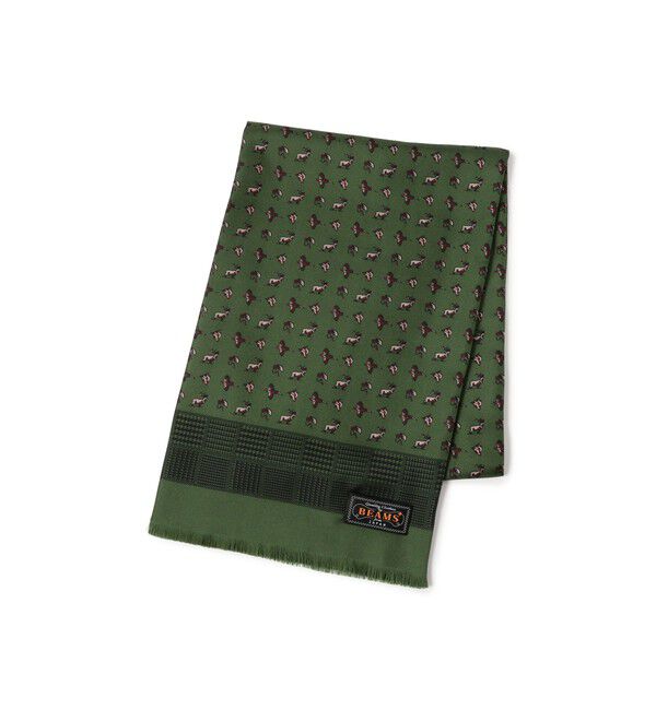 BEAMS PLUS「Silk Stole Check Print」|マフラー|GREEN