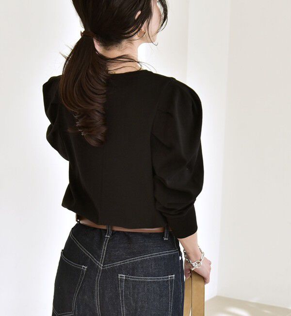 quaranciel「quaranciel:〈洗濯機可能〉パワーショルダー クルーネック プルオーバー」|Tシャツ・カットソー|