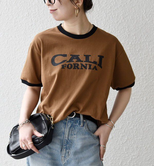 SHIPS any「【SHIPS any別注】THE KNiTS:〈洗濯機可能〉ロゴ プリント リンガー TEE」|Tシャツ・カットソー|