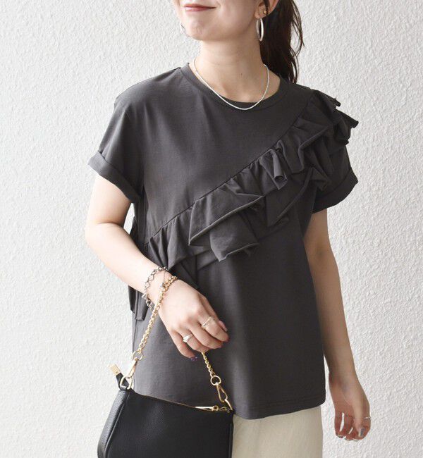 SHIPS any「SHIPS any:〈洗濯機可能〉ジャージー フリル TEE」|Tシャツ・カットソー|