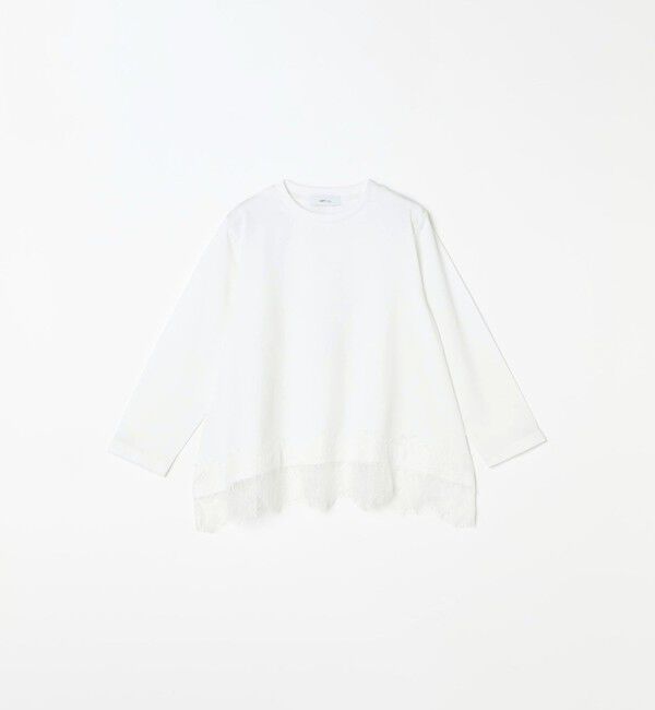 SHIPS any「〈手洗い可能〉レースヘム リラックス Tシャツ(ロンT) <KIDS>」|Tシャツ・カットソー|ホワイト