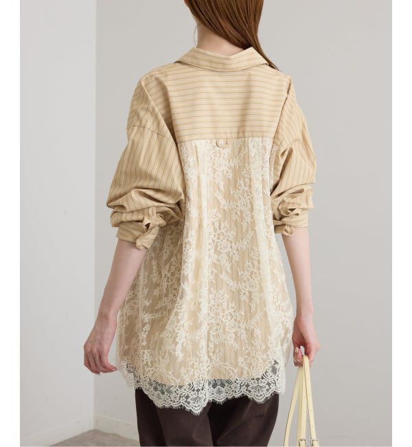 U by SPICK&SPAN「《予約》レースドッキングシャツ」|シャツ・ブラウス|