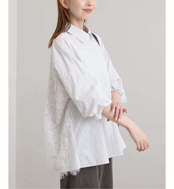 U by SPICK&SPAN「《予約》レースドッキングシャツ」|シャツ・ブラウス|