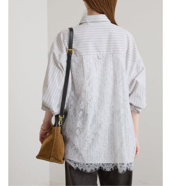 U by SPICK&SPAN「《予約》レースドッキングシャツ」|シャツ・ブラウス|ブルー A