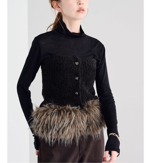 U by SPICK&SPAN「PROVOKE/プロヴォーク transform fake fur knit」|ストール|