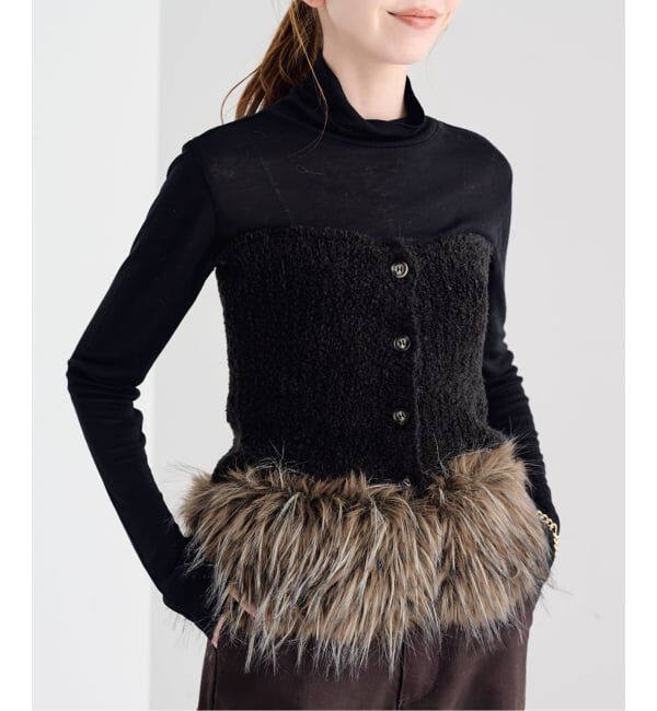 U by SPICK&SPAN「PROVOKE/プロヴォーク transform fake fur knit」|ストール|
