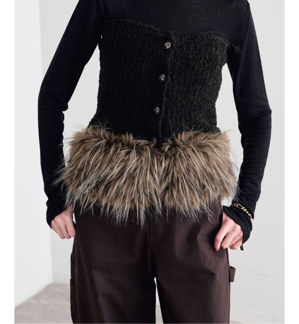 U by SPICK&SPAN「PROVOKE/プロヴォーク transform fake fur knit」|ストール|