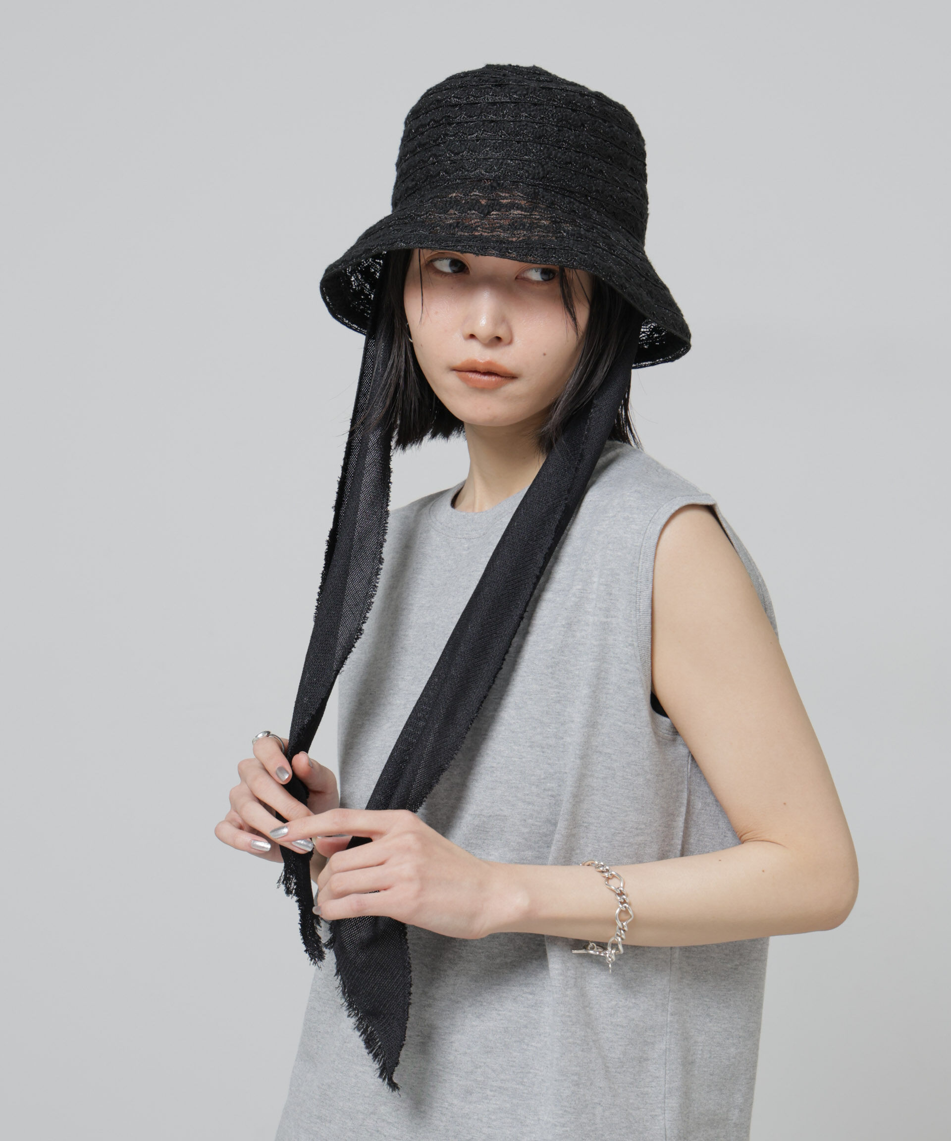 NANO universe「La Maison de Lyllis/CLOCHE SCARF」|キャップ・キャスケット|ブラック