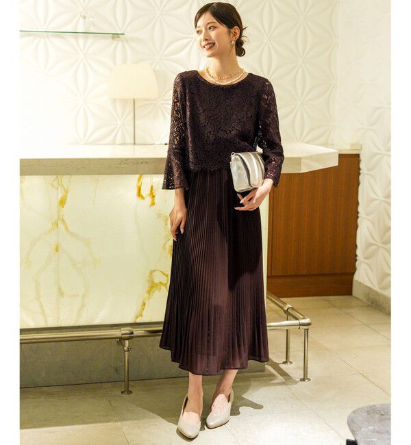 ANY SIS「【Lily Calin】レース&times;プリーツコンビ ドレス」|ドレス|