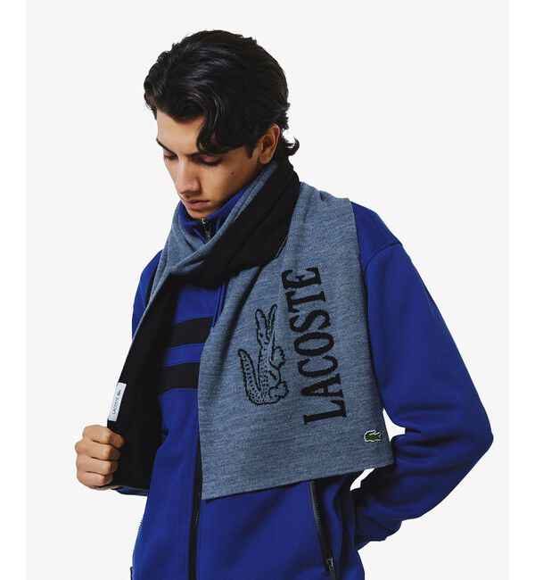 LACOSTE「ウールブレンド ワニロゴジャカードマフラー」|マフラー|グレー
