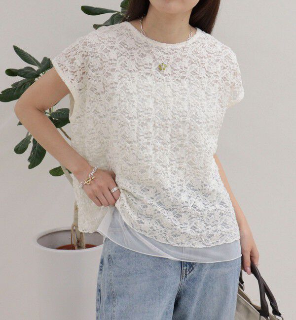 fredy emue「レースレイヤードフレンチプルオーバー」|Tシャツ・カットソー|