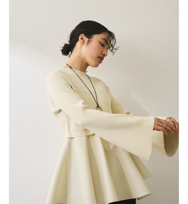 ADAM ET ROPE'「【サステナブル】・【定番人気】ペプラムコンビニットプルオーバー」|Tシャツ・カットソー|