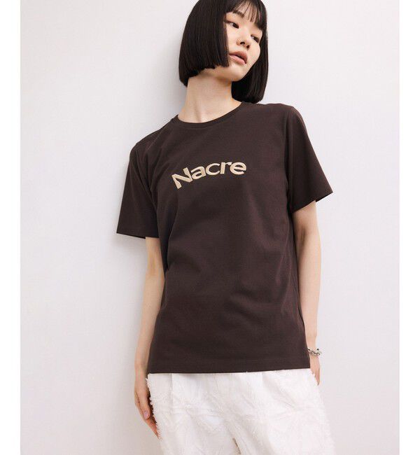 ADAM ET ROPE'「【WEB限定】クリーンタッチコットン刺しゅうロゴT」|Tシャツ・カットソー|ブラウン(20)