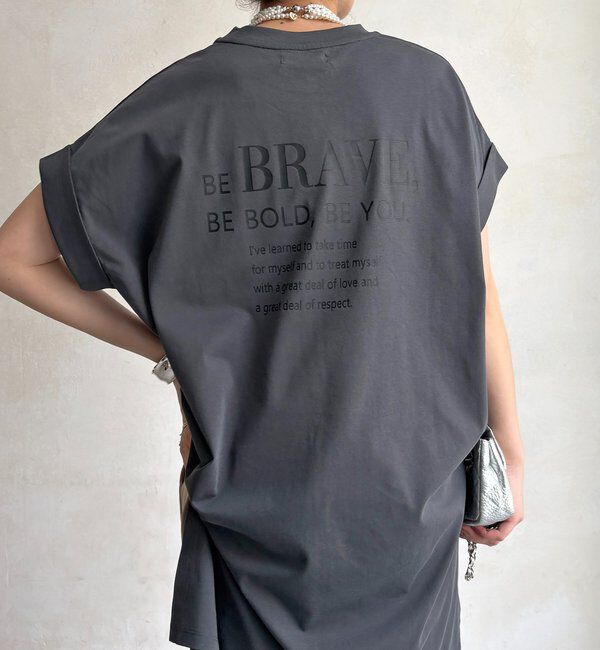  「バックロゴチュニックTEE」|Tシャツ・カットソー|チャコールグレー