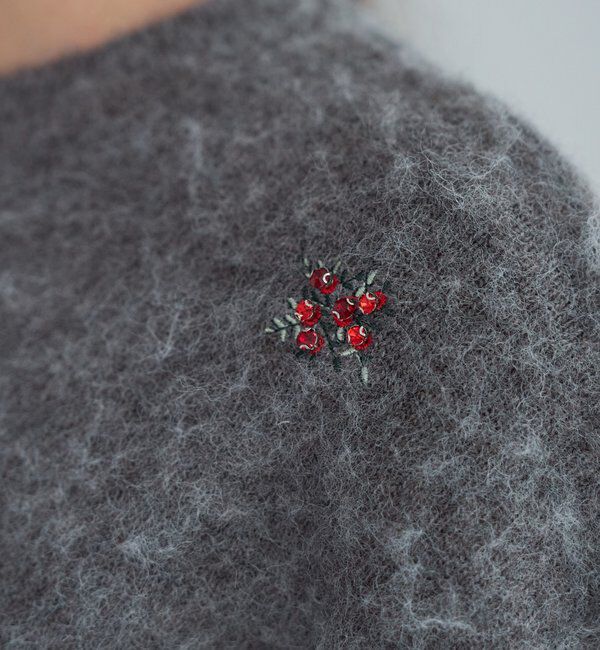  「刺繍ビジューニットプルオーバー」|ニット・セーター|