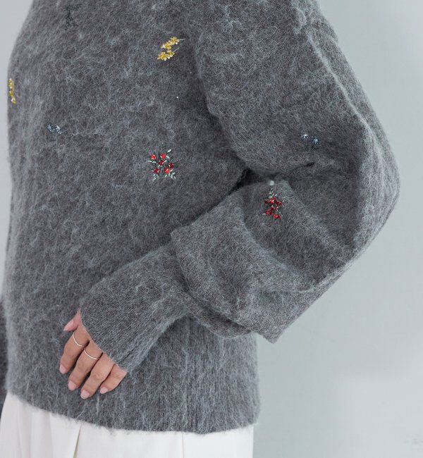  「刺繍ビジューニットプルオーバー」|ニット・セーター|