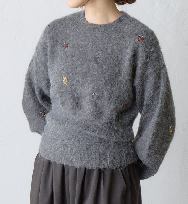  「刺繍ビジューニットプルオーバー」|ニット・セーター|