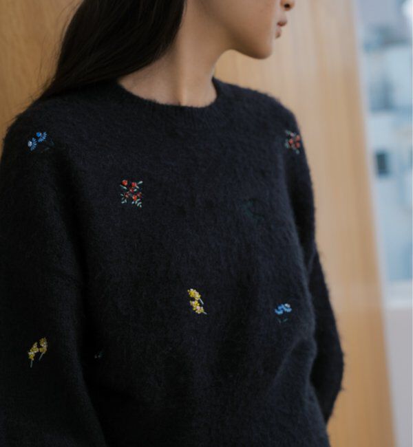  「刺繍ビジューニットプルオーバー」|ニット・セーター|