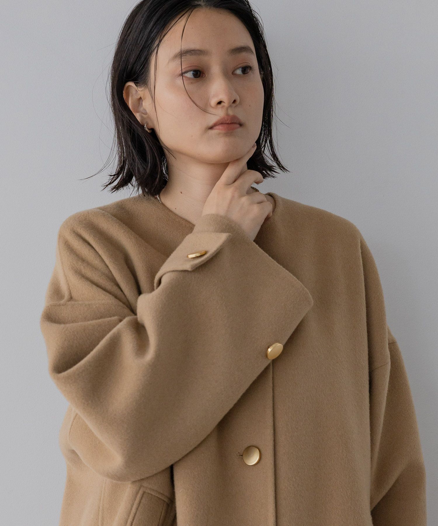 A part by 「【名品シリーズ】カシープノーカラーコート」|ノーカラーコート|