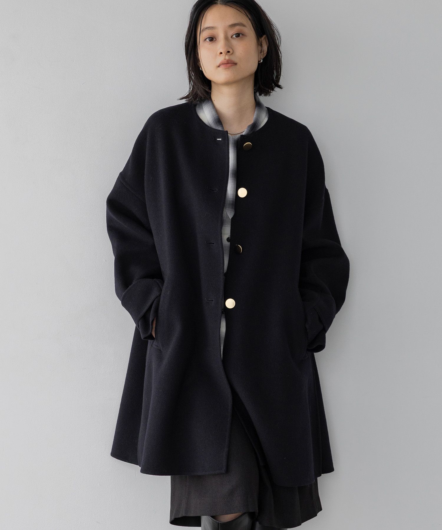 A part by 「【名品シリーズ】カシープノーカラーコート」|ノーカラーコート|