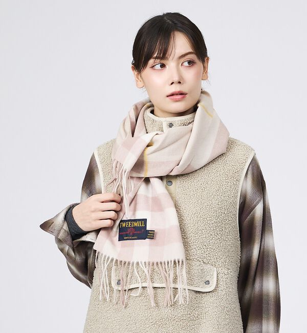 ABAHOUSE「【TWEEDMILL / ツイードミル】Lambswool Scarf / ラム」|マフラー|ベージュ系その他1
