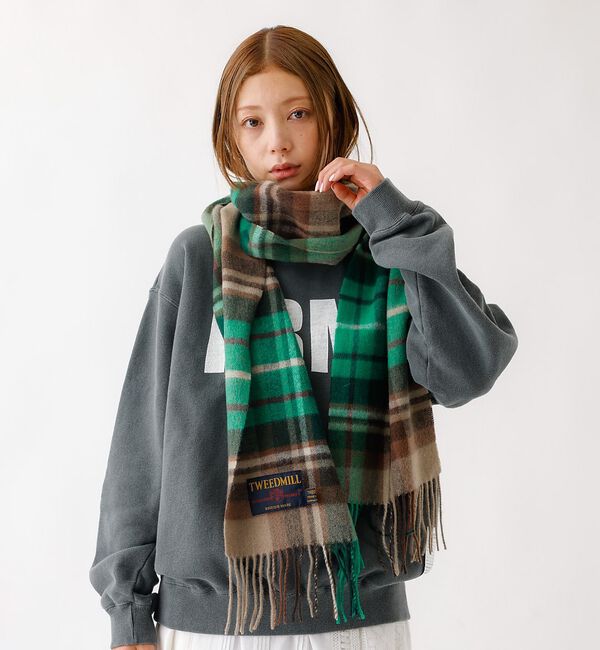 ABAHOUSE「【TWEEDMILL / ツイードミル】Lambswool Scarf / ラム」|マフラー|グリーン系その他1