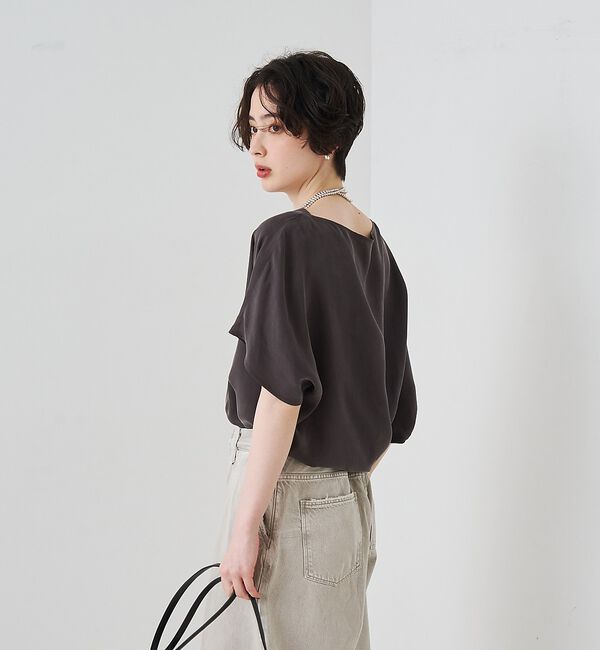 Rouge vif「【セットアップ対応】キュプラフィブリルアシンメトリーブラウス」|シャツ・ブラウス|