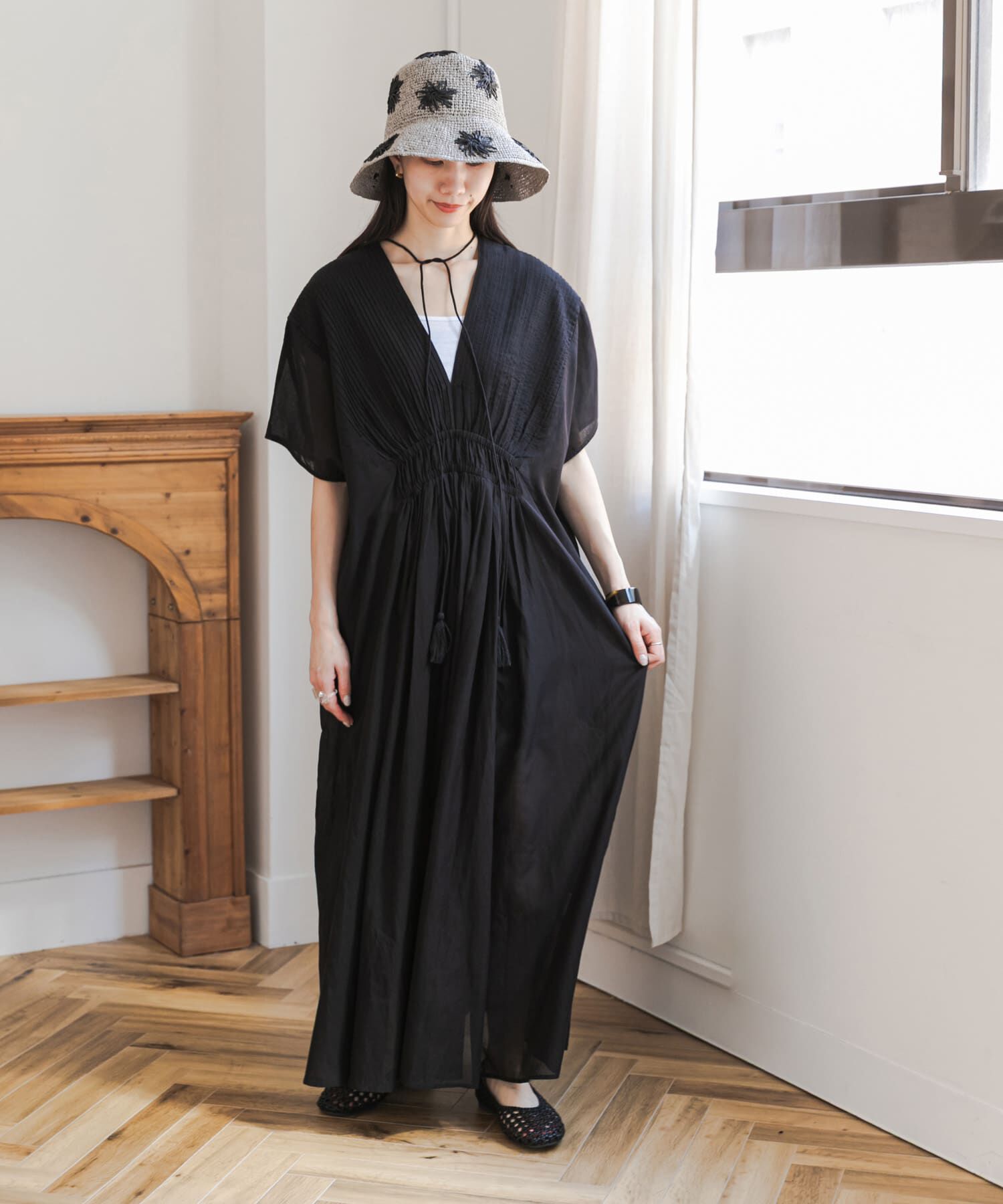 URBAN RESEARCH DOORS「ピンタックギャザーワンピース」|ワンピース|