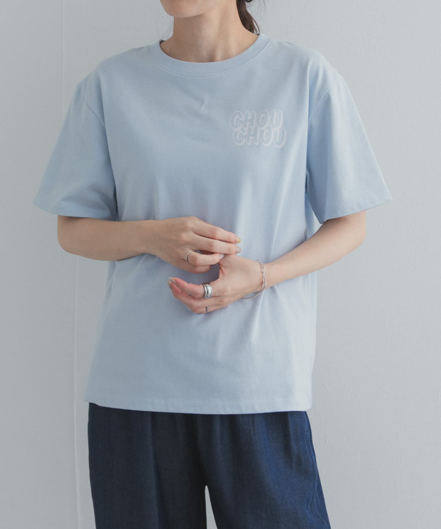 URBAN RESEARCH DOORS「Grow Organic ポイントロゴプリントTシャツ」|Tシャツ・カットソー|ライトブルー
