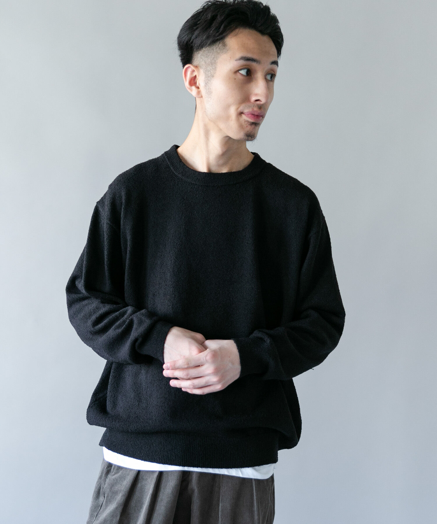 URBAN RESEARCH DOORS「ミニブークレ クルーネックニット」|ニット・セーター|