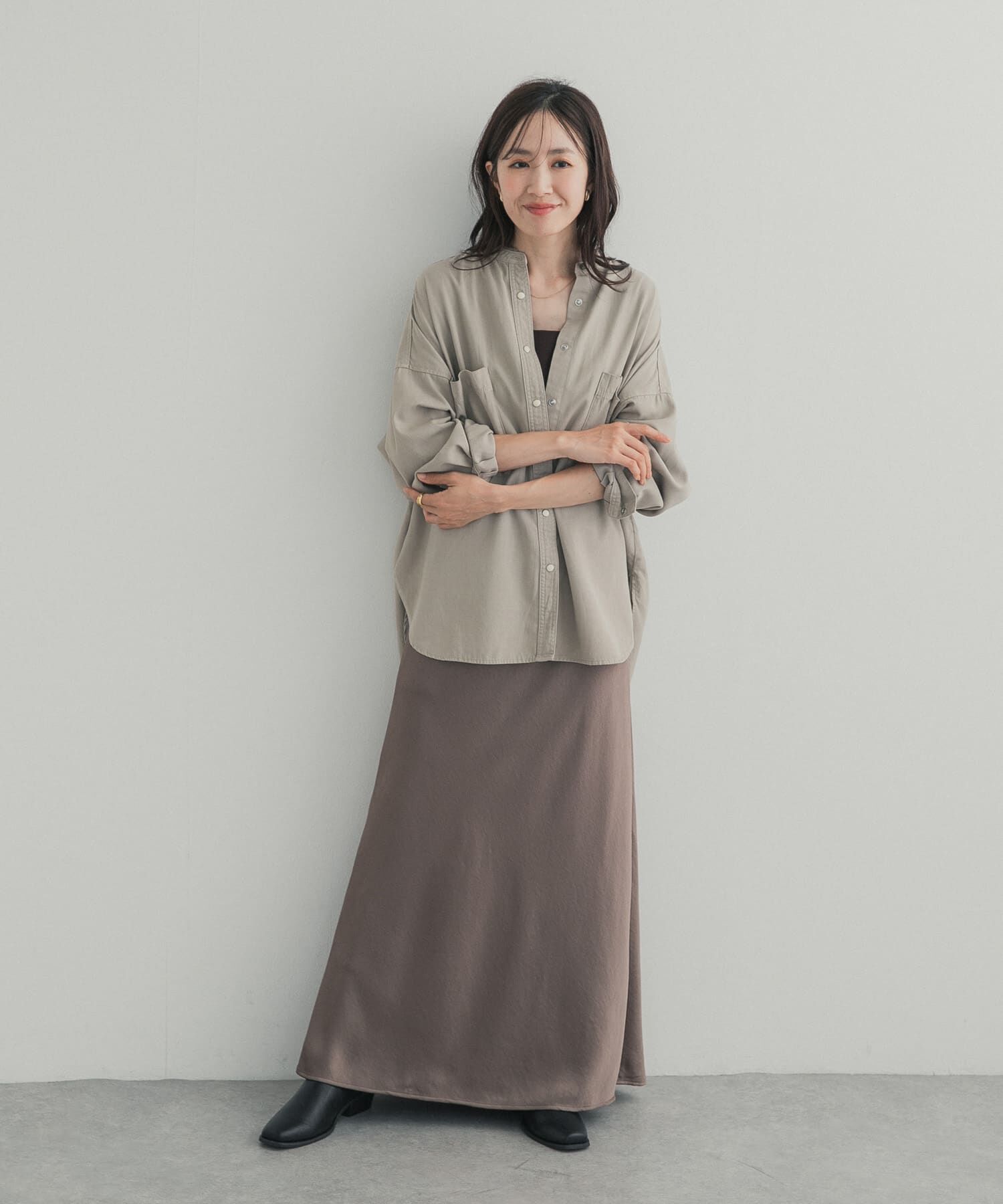 URBAN RESEARCH DOORS「デニムバンドカラーシャツ」|シャツ・ブラウス|