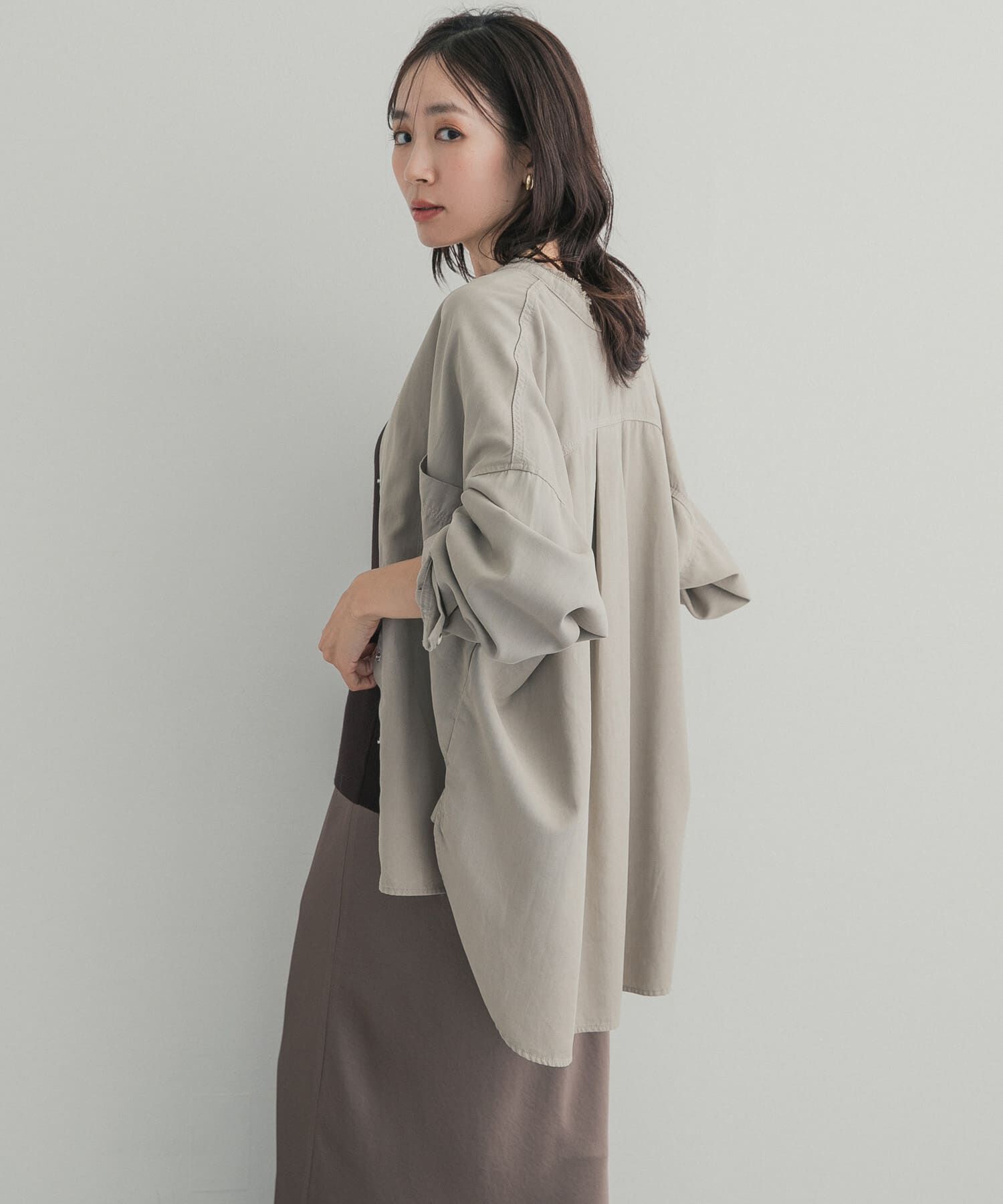 URBAN RESEARCH DOORS「デニムバンドカラーシャツ」|シャツ・ブラウス|