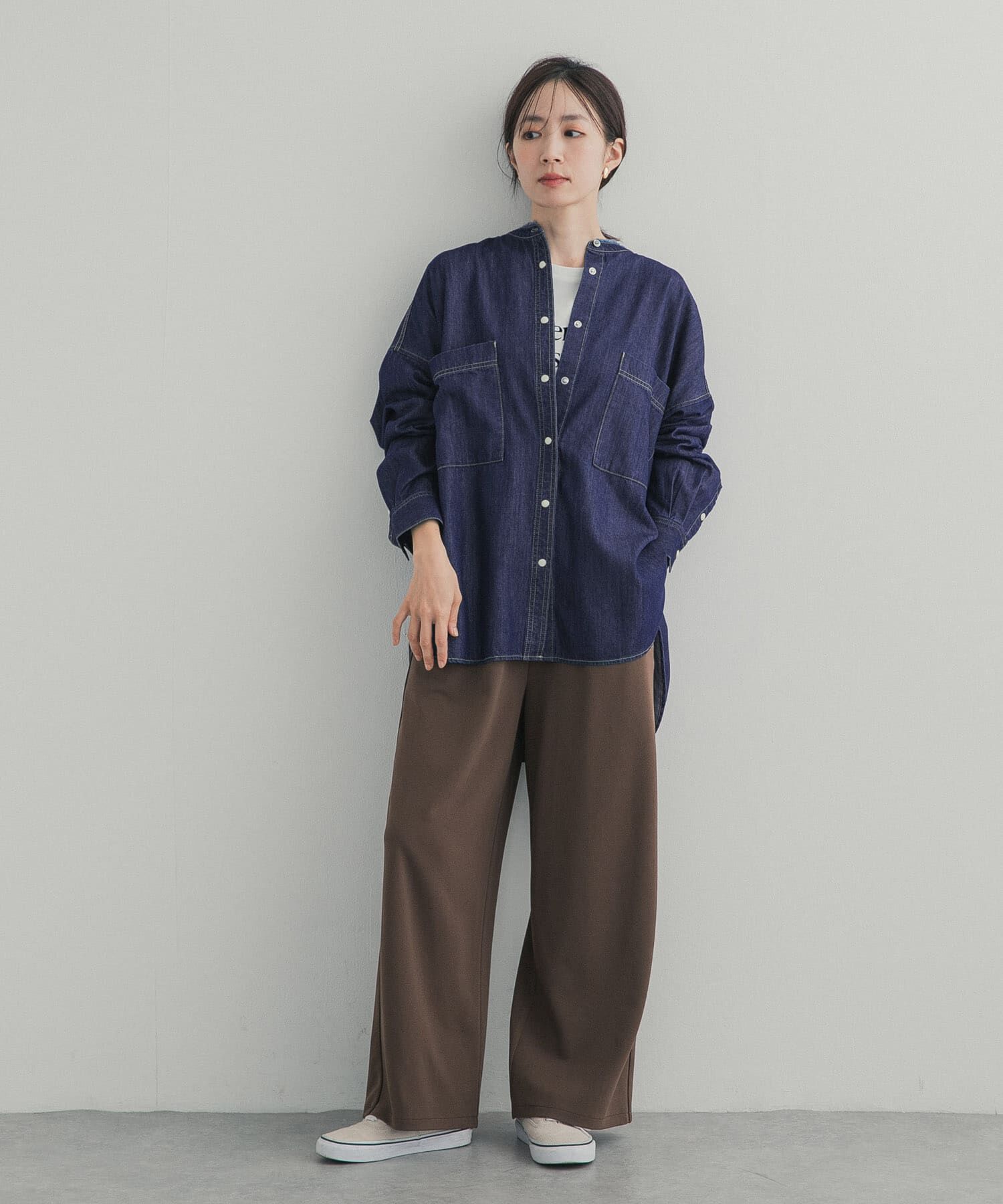 URBAN RESEARCH DOORS「デニムバンドカラーシャツ」|シャツ・ブラウス|