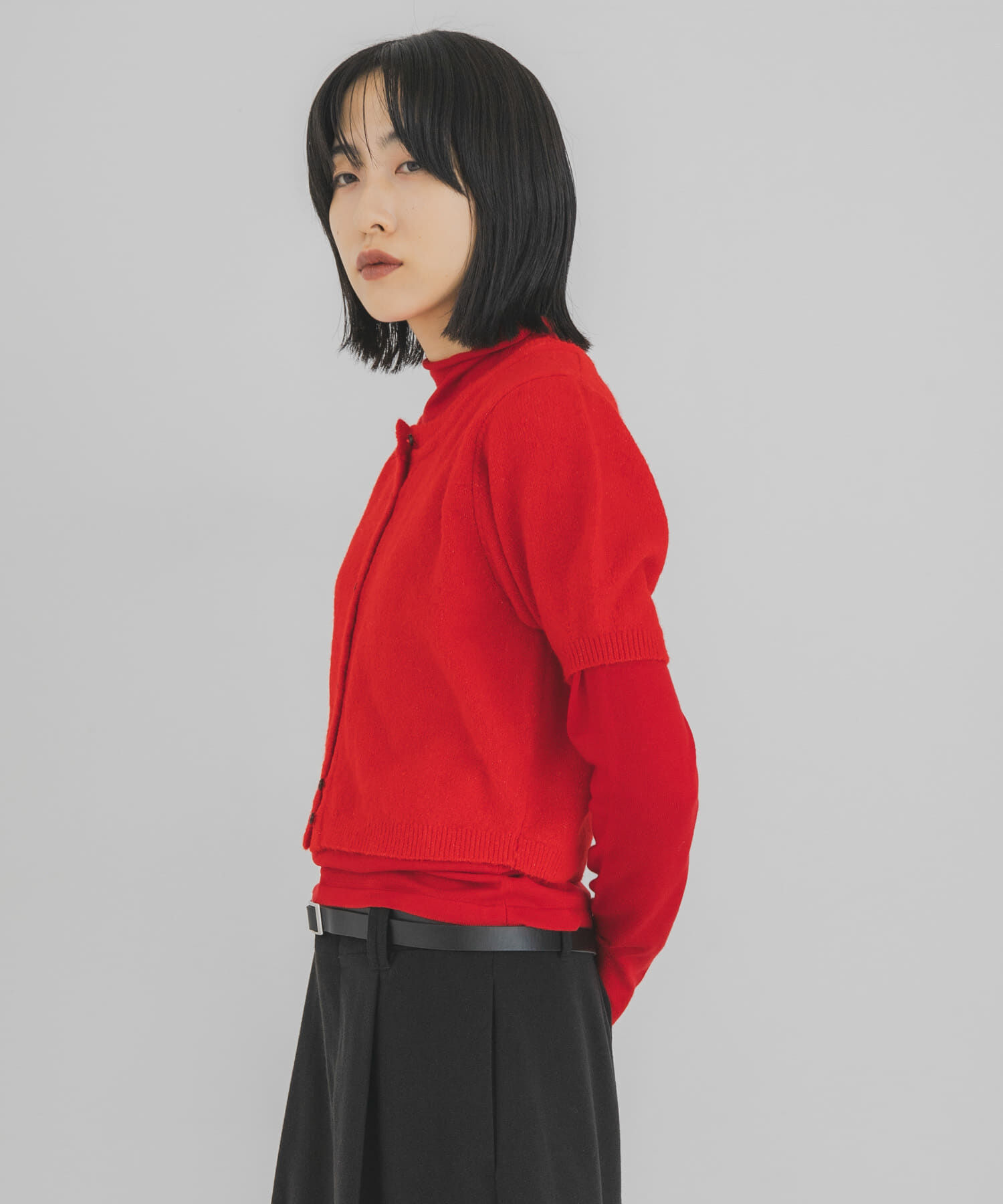  「ハイネックニットSETカーディガン」|カーディガン|
