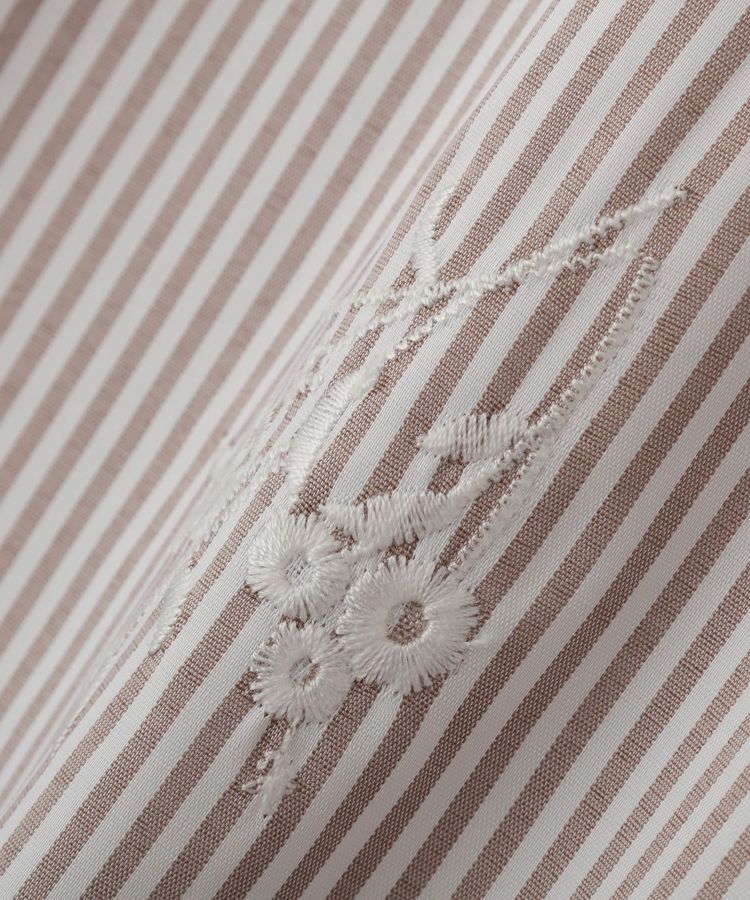 YECCA VECCA「ストライプ柄フラワー刺繍ワンピース」|ワンピース|