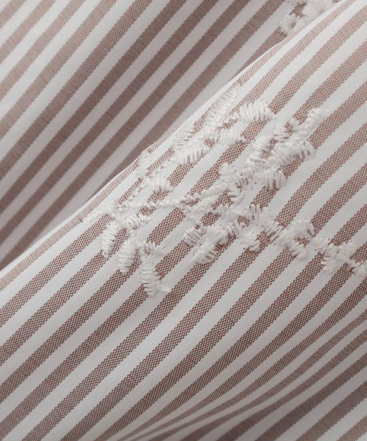 YECCA VECCA「ストライプ柄フラワー刺繍ワンピース」|ワンピース|