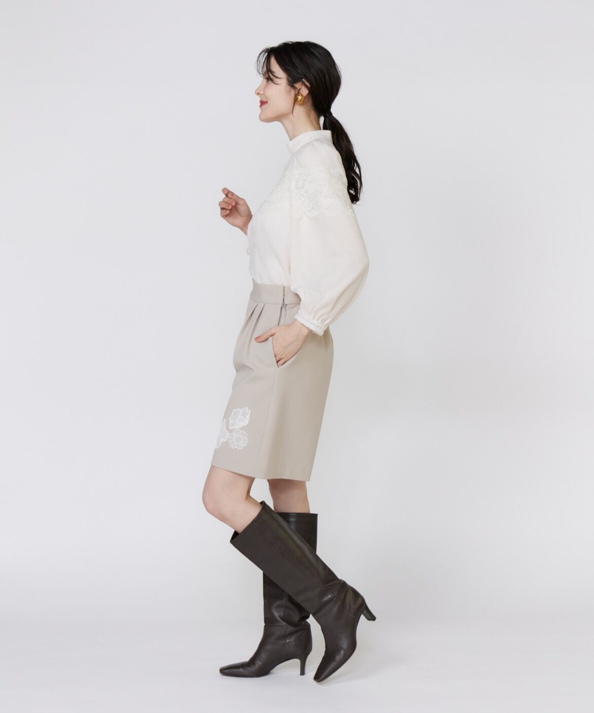 Maglie le cassetto「《大きいサイズ》シアーレースブラウス《M Maglie le cassetto》」|シャツ・ブラウス|