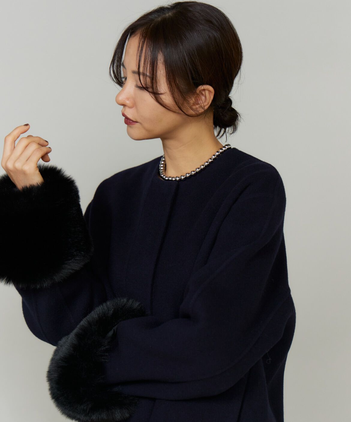Le Souk「《45th限定企画》ファー付きクルーネックリバーコート」|その他|