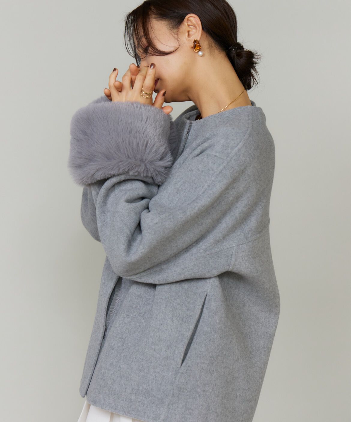 Le Souk「《45th限定企画》ファー付きクルーネックリバーコート」|その他|