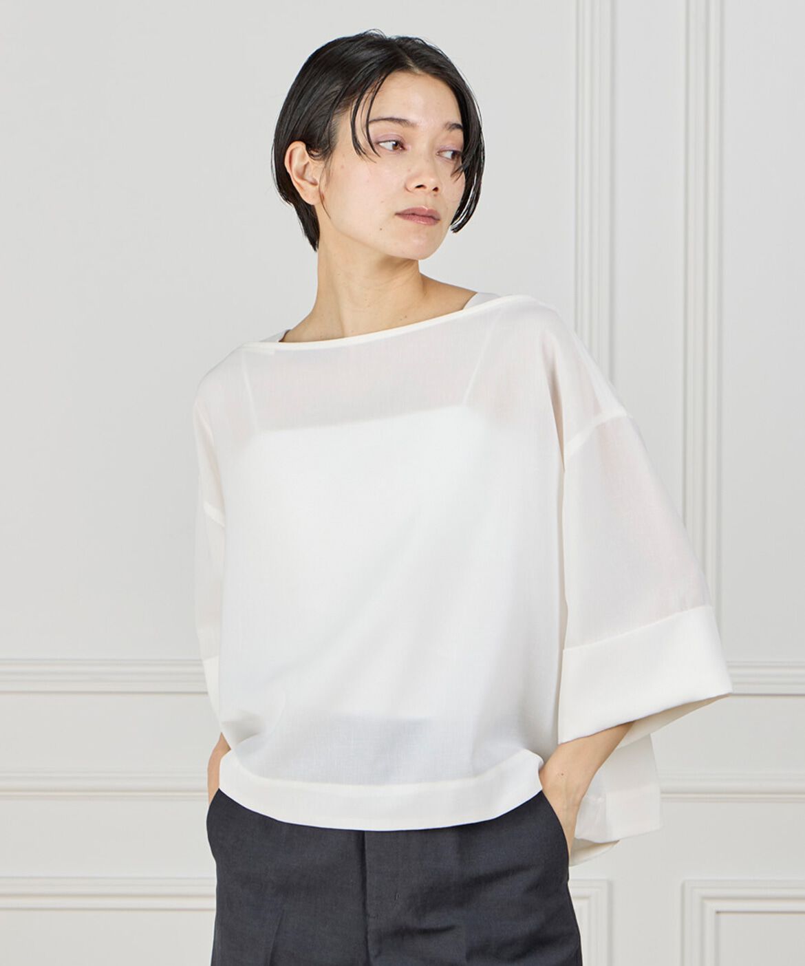 DAY by DAY it&rsquo;s international「ﾘﾈﾝﾗｲｸ ﾜｲﾄﾞｽﾘｰﾌﾞﾌﾞﾗｳｽ|ゆったりﾘｯﾁに華やぐ軽  」|シャツ・ブラウス|