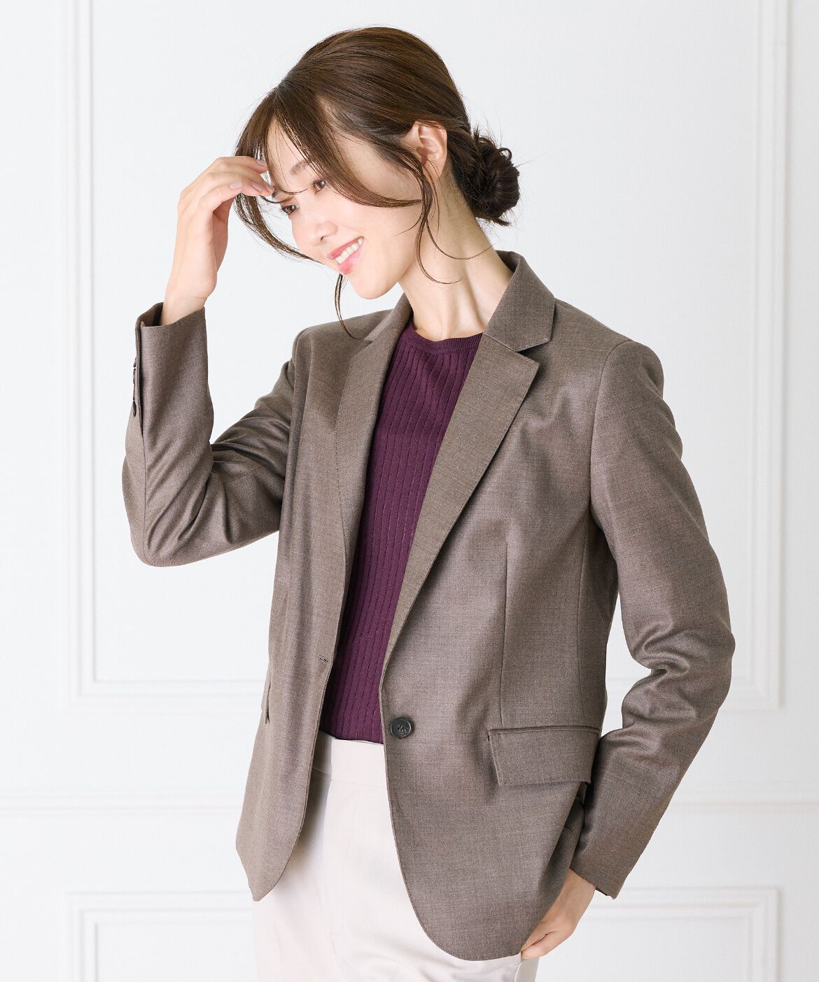 INED「シングルテーラードジャケット《Loro Piana/ロロ・ピアーナ》」|テーラードジャケット|モカチャ3