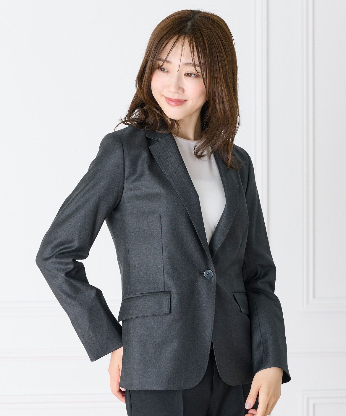 INED「《大きいｻｲｽﾞ》ｼﾝｸﾞﾙﾃｰﾗｰﾄﾞｼﾞｬｹｯﾄ《Loro Piana/ﾛﾛ  」|テーラードジャケット|チャコールグ 3