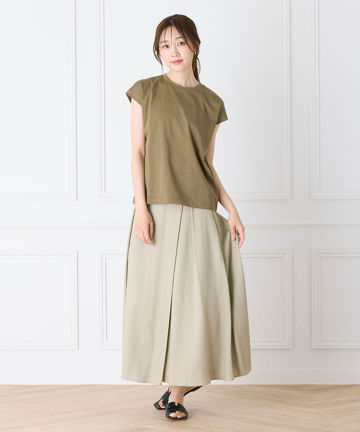 INED「《大きいサイズ》フレンチスリーブTシャツ」|Tシャツ・カットソー|